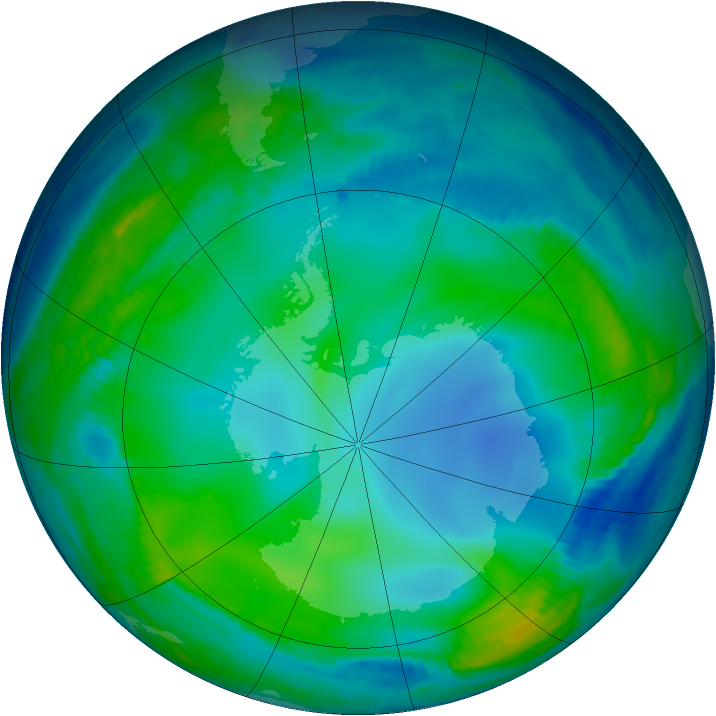 Antarctic ozone map for 18 June 1997
